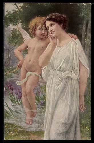Cartolina cupido abbraccia una - cartolina,